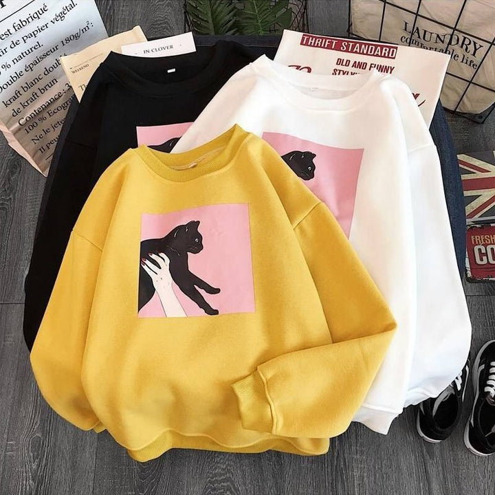 Damer casual sweatshirt med kreativt dyremønster Skjora