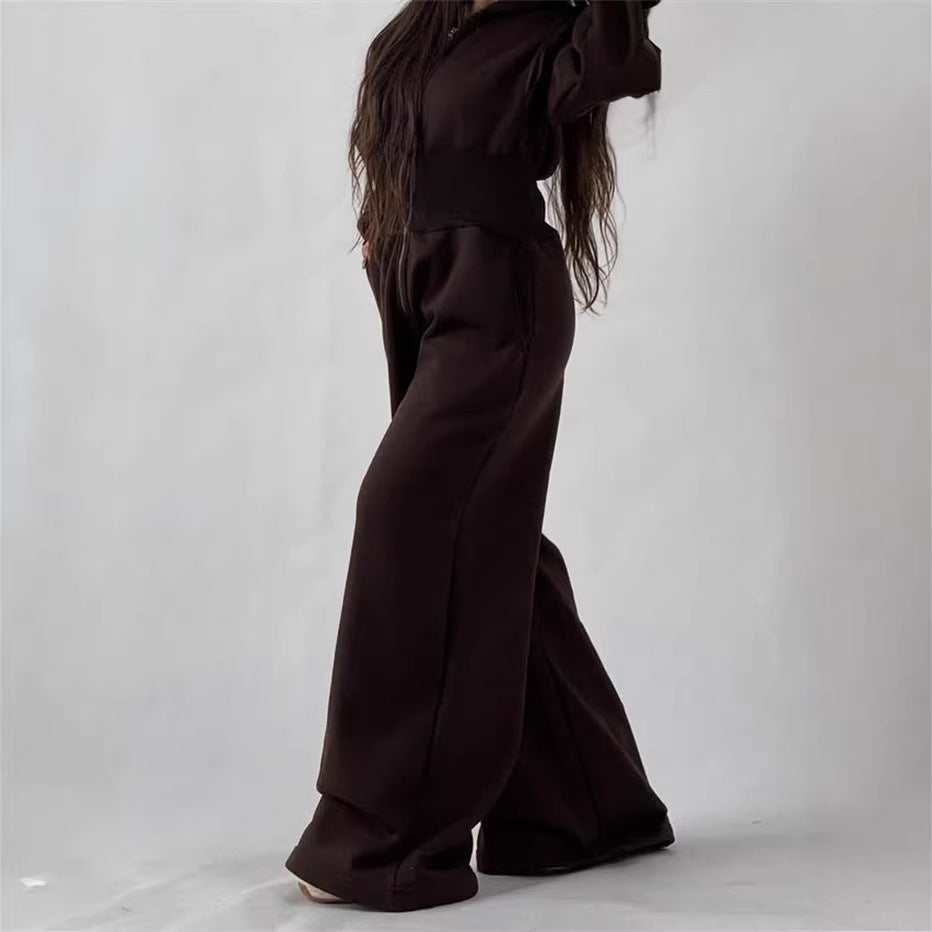 Kvinne jumpsuit med hette og vid ben Skjora