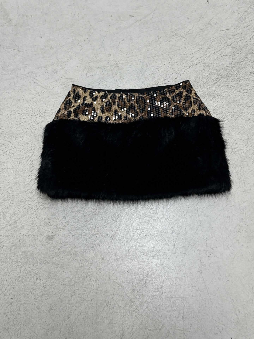 Dame glitrende leopardmønster overdel med kunstpelsdetalj Skjora