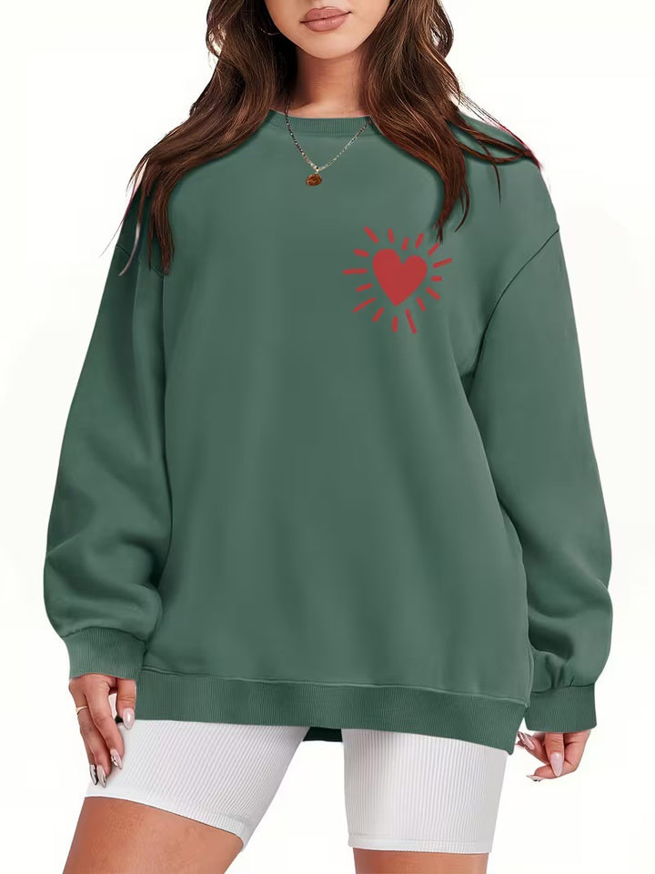 Dames sweatshirt med casual hjerte-motiv og oversized passform Skjora