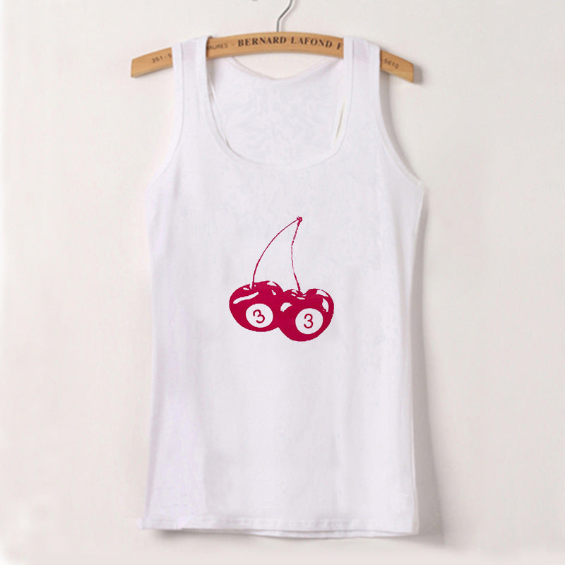 Dame ermeløs camisole med fruktig motiv Skjora
