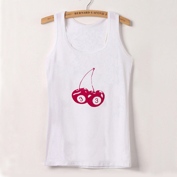 Dame ermeløs camisole med fruktig motiv Skjora