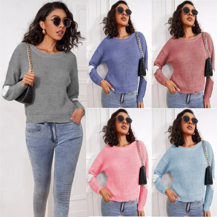 Dame chunky strikkegenser med moderne fargeblokkdesign og avslappet passform Skjora