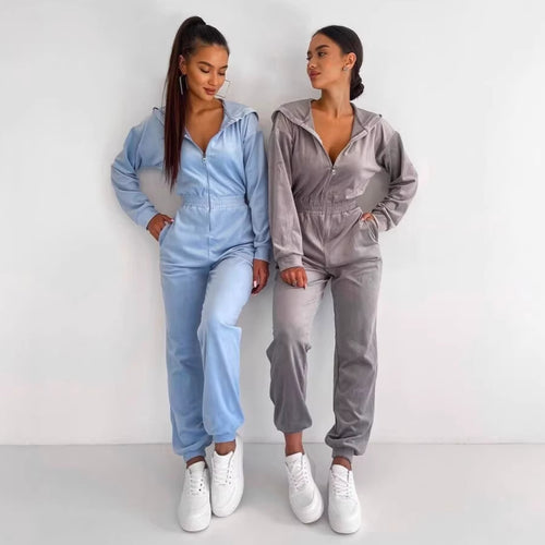 Dame Fleece Overall med Glidelås og Hette