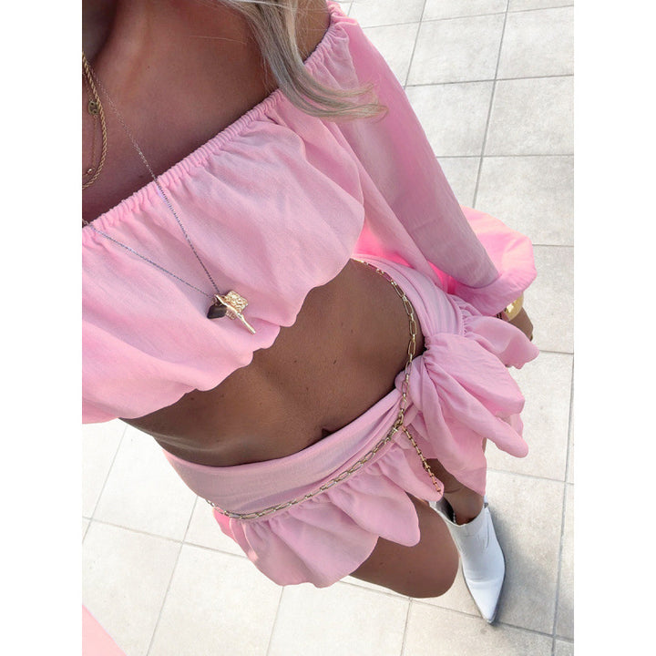 Dame Off-Shoulder Top og Skjørt Sett Skjora
