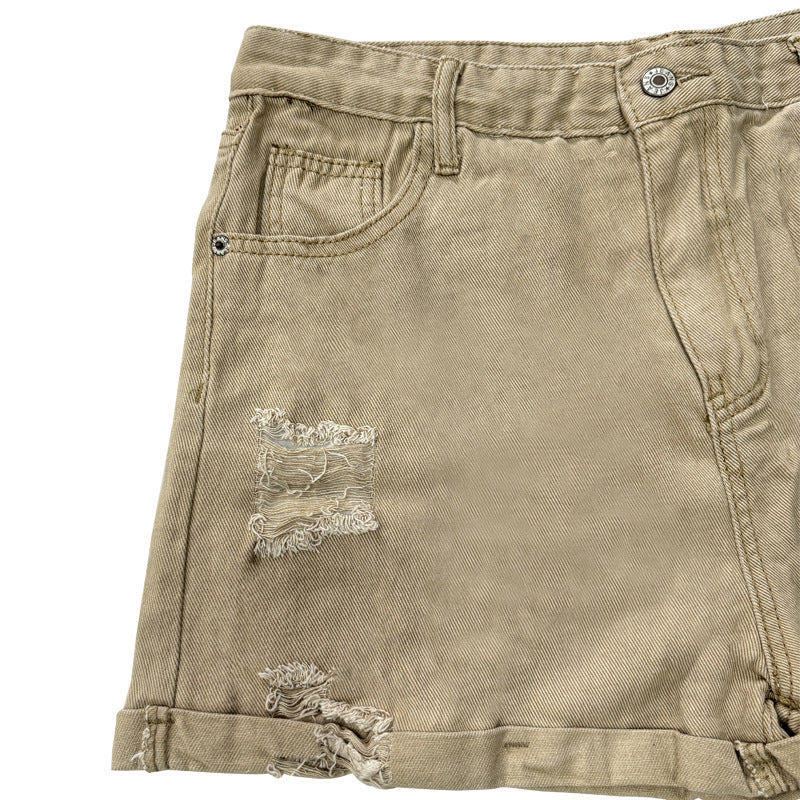 Dame Motebeviste Destroyed Shorts i Denim med avslappet snitt og frynsete detaljer Skjora