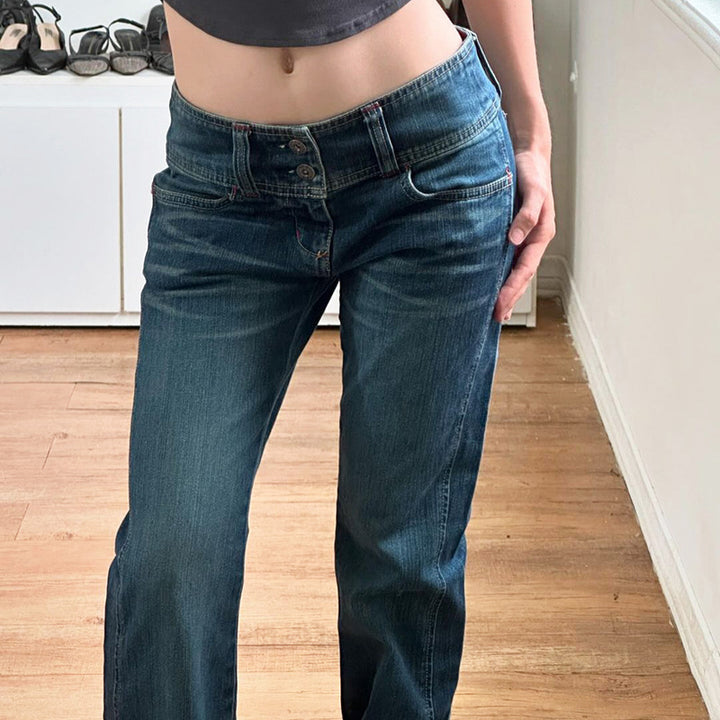Dame Bootcut Jeans med høy midje og sidelommer Skjora