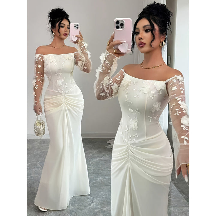 Dame bryllupskjole med elegante broderier Skjora