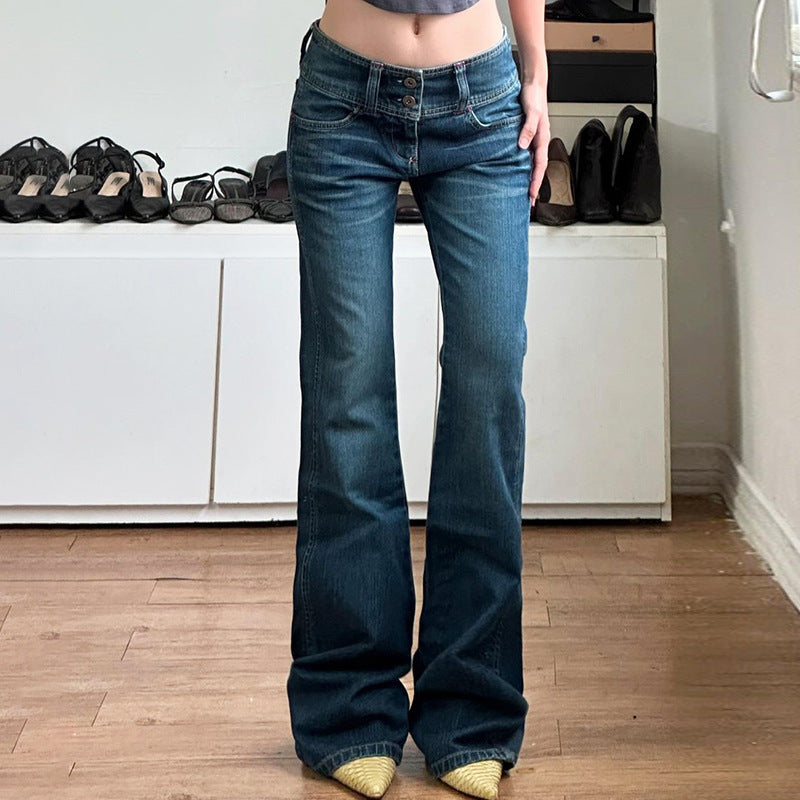 Dame Bootcut Jeans med høy midje og sidelommer Skjora