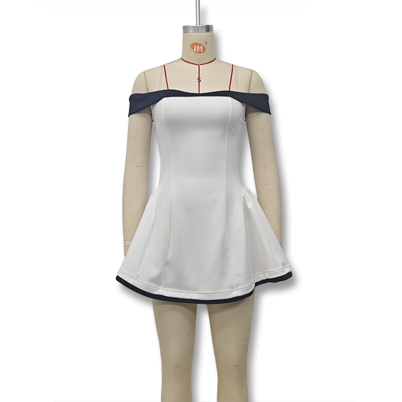 Dame Offshoulder Mini Kjole med lekent snitt Skjora