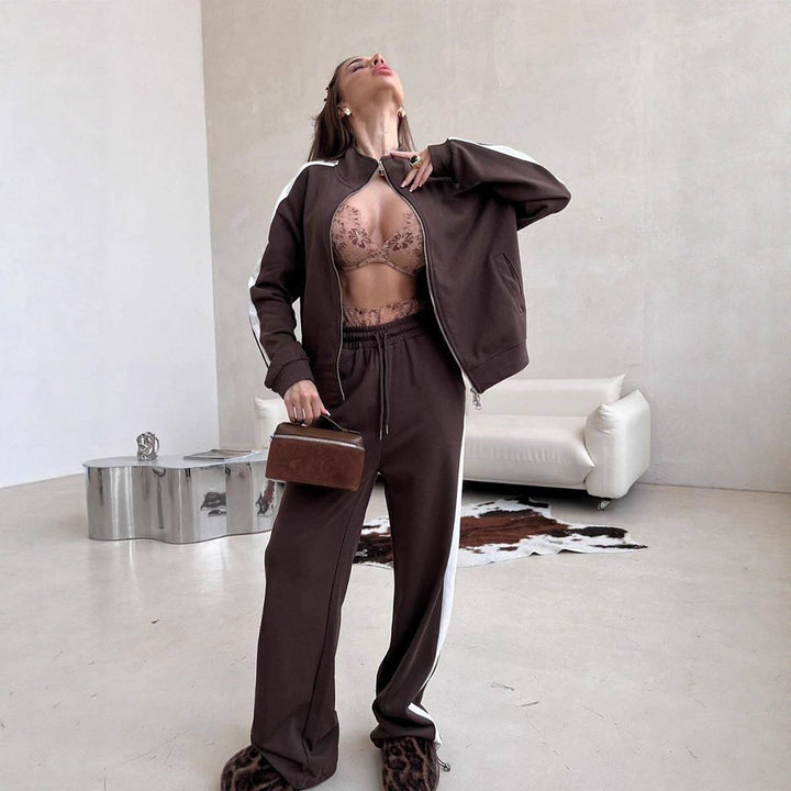 Dame sporty loungewear-set med moderne glidelås Skjora