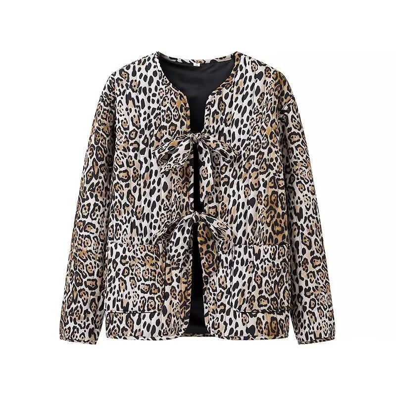 Kvinnes Urban Mønstret Jakke med Praktisk Belte Skjora