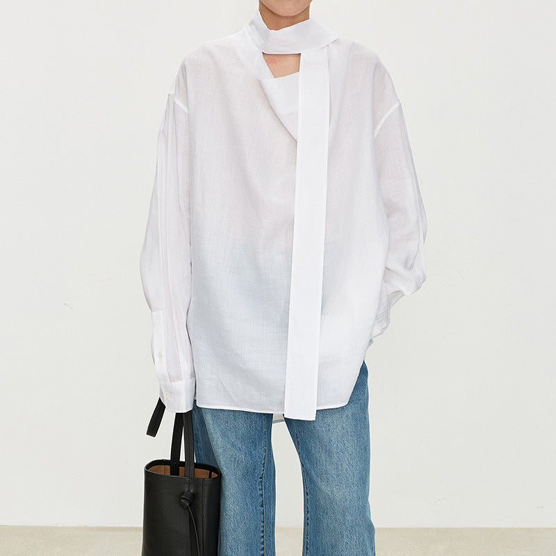 Damer elegant, skulderfritt bluse med raffinert krage Skjora