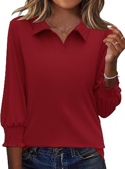 Damer Elegant Polo Shirt med Ruffle Detaljer Skjora