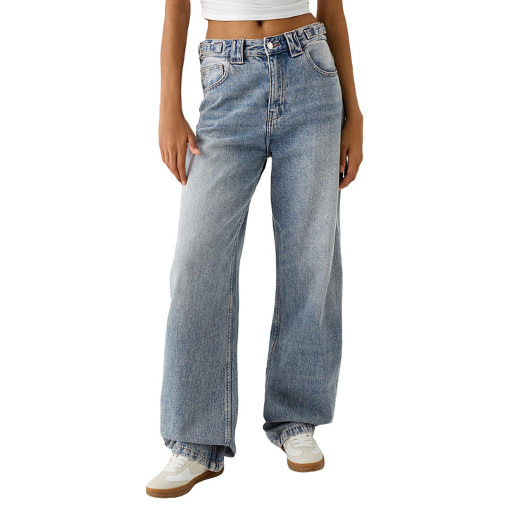 Dame vide høy midje jeans med elegant snitt og avslappet design Skjora