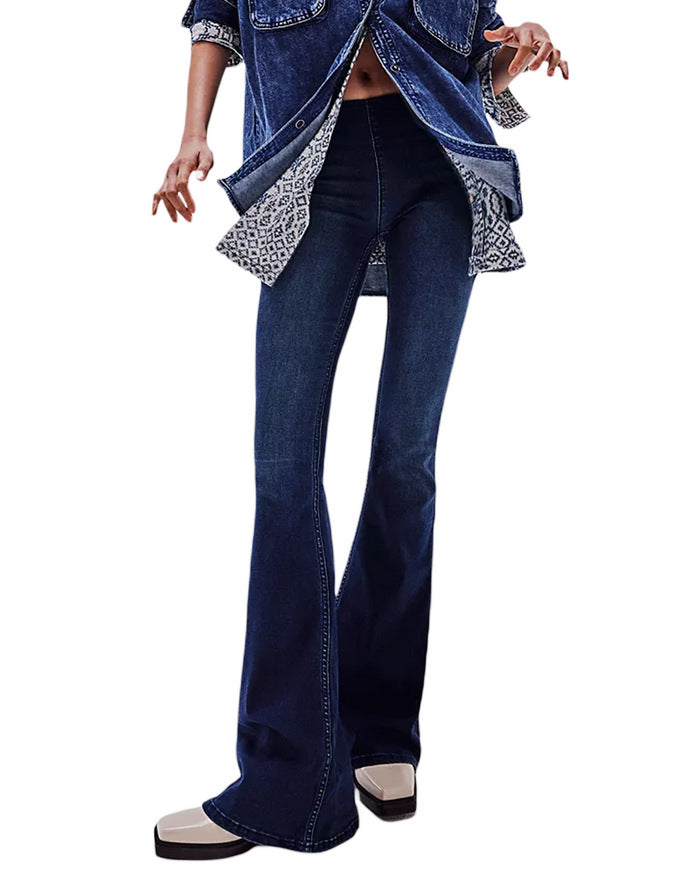Damer Flared Jeans i en uformell stil med høy livhøyde og figurvennlig silhuett Skjora