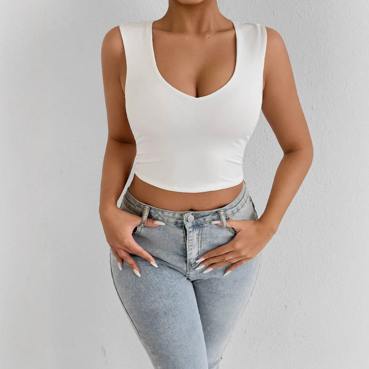 Damer figurnær Crop-Top med dyp V-hals Skjora