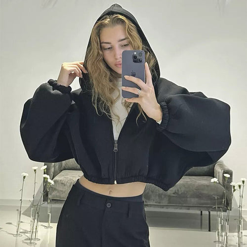 Women's Cropped Hoodie with Wide Sleeves Skjora