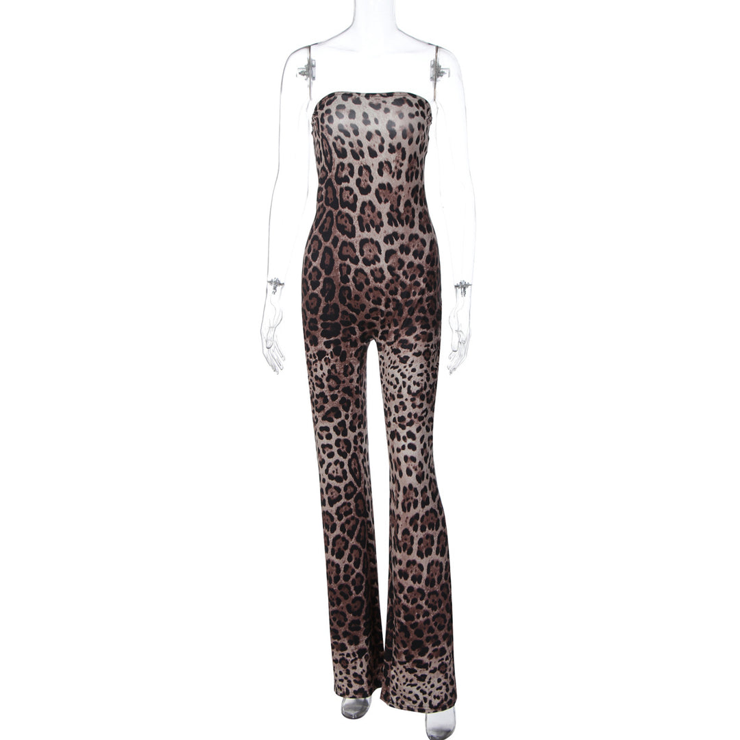 Damer Modisk All-in-One Jumpsuit med leopard mønster og raffinert passform Skjora