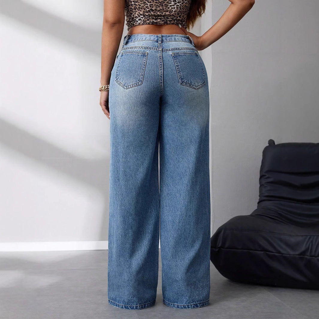Dames vide høytrykkjeans i en avslappet vintagestil Skjora