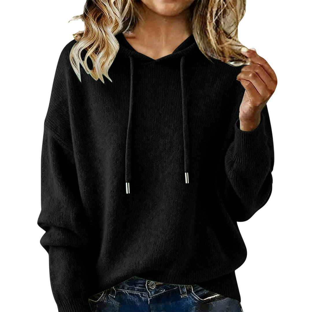 Dames oversized hettegenser med teksturert design og snor Skjora