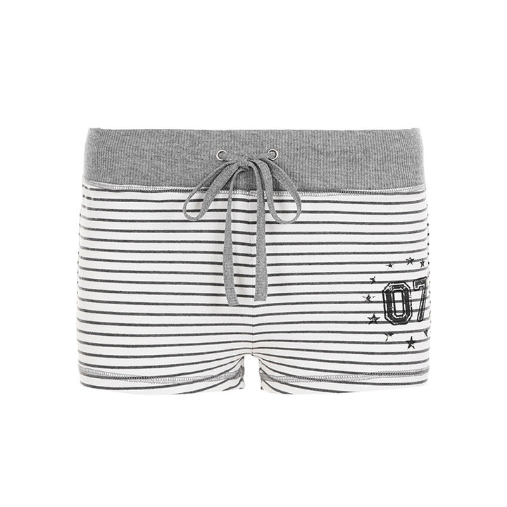 Dame fritids shortser med raffinerte stripemønster og elastisk liv Skjora