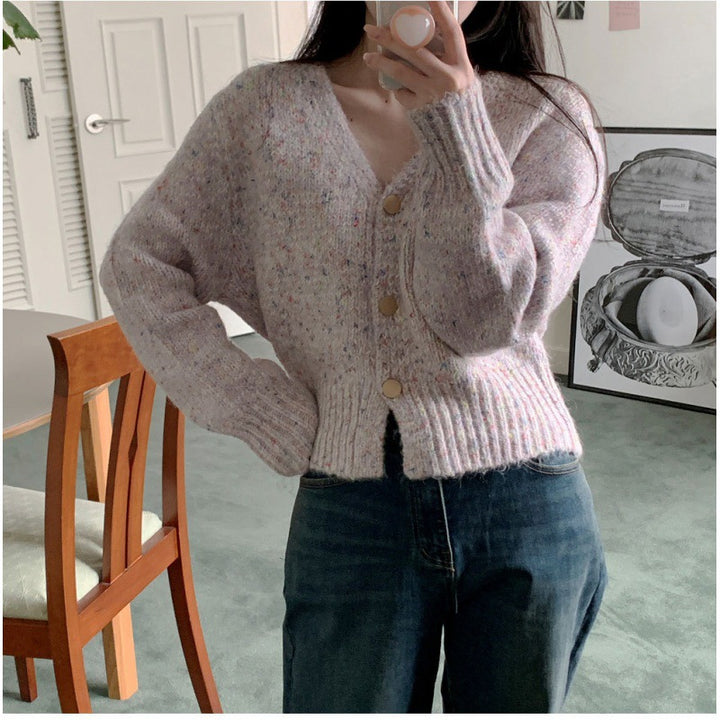 Kvinners koselige chunky strikk cardigan med V-hals og knapper Skjora