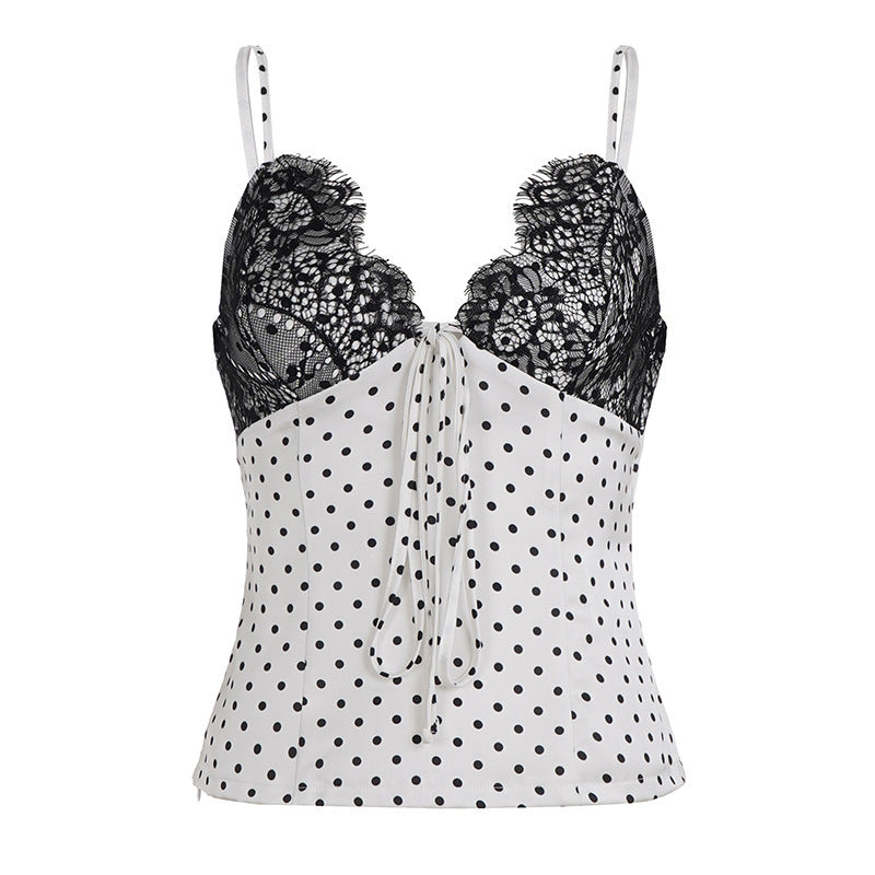 Dame Sexy Spaghetti-top med prikket design Skjora
