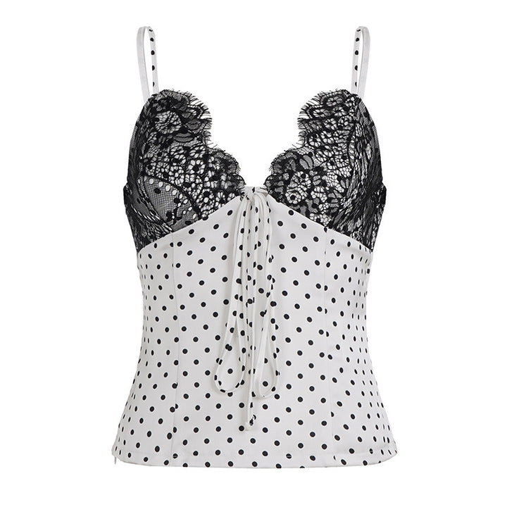 Dame Sexy Spaghetti-top med prikket design Skjora