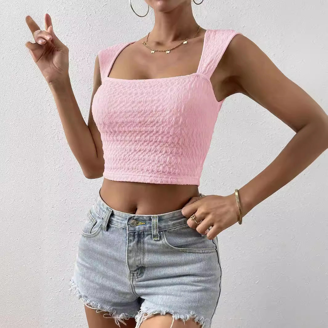 Dame moteriktig Crop-Top med firkantet utringning og strukturert stoff Skjora