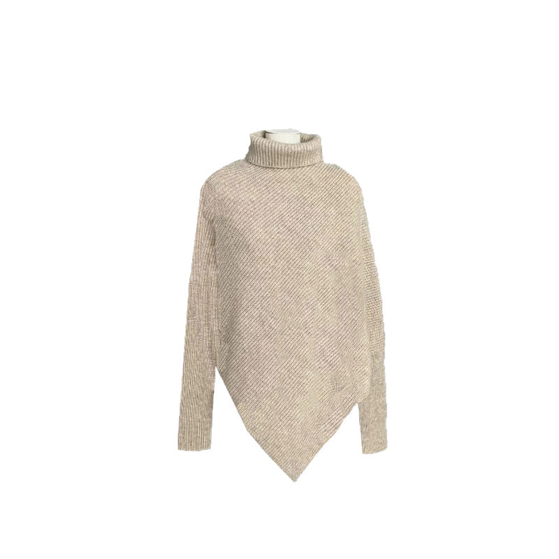 Kvinnes oversized strikket genser med asymmetrisk kutt og fin ribbestruktur Skjora