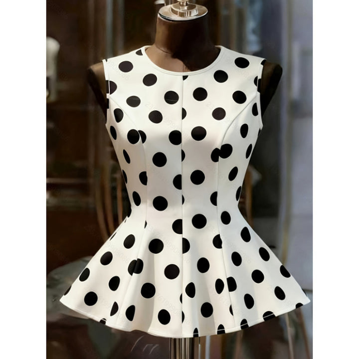 Dame Peplum-top med moderne prikker Skjora