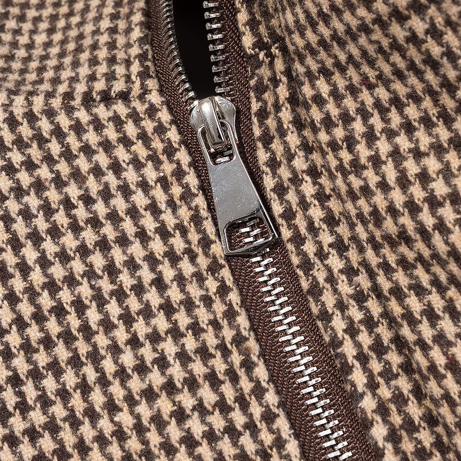 Dame casual bruksjakke i rutete design med høy krage og elastisk midje