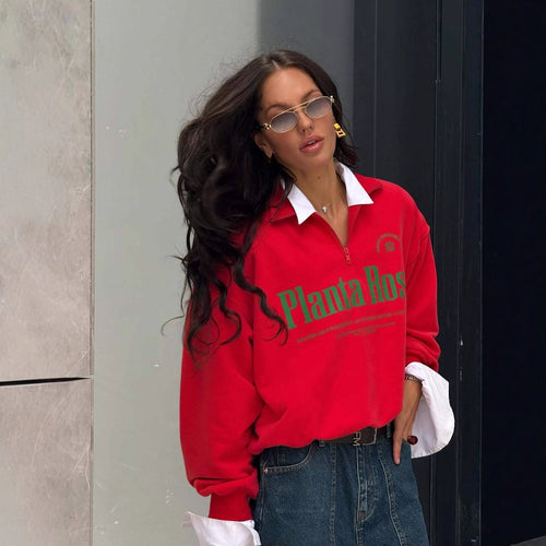 Dame sporty oversized genser med krage Skjora