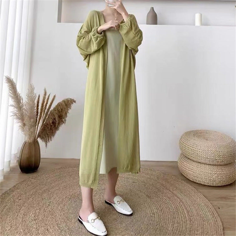 Dame maxi kjole med lett kimono overlay Skjora