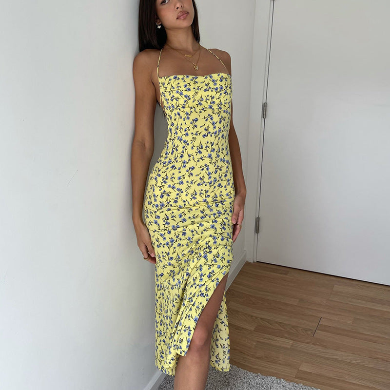 Dame Etuikjole med blomsterdesign og elegante spaghetti-stropper Skjora