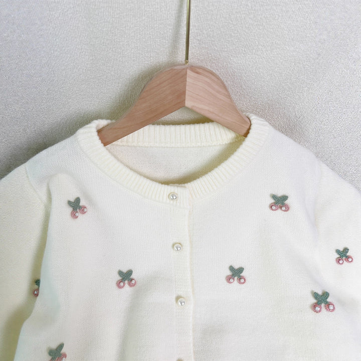Kvinnenes finstrikkede cardigan med leken blomsterbroderi Skjora