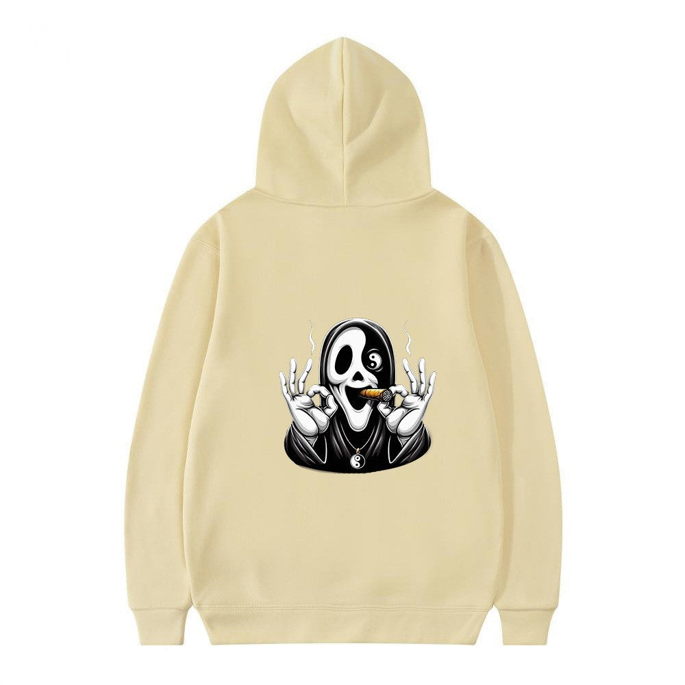 Dame hoodie med kunstnerisk hodeskalleprint og avslappet passform Skjora