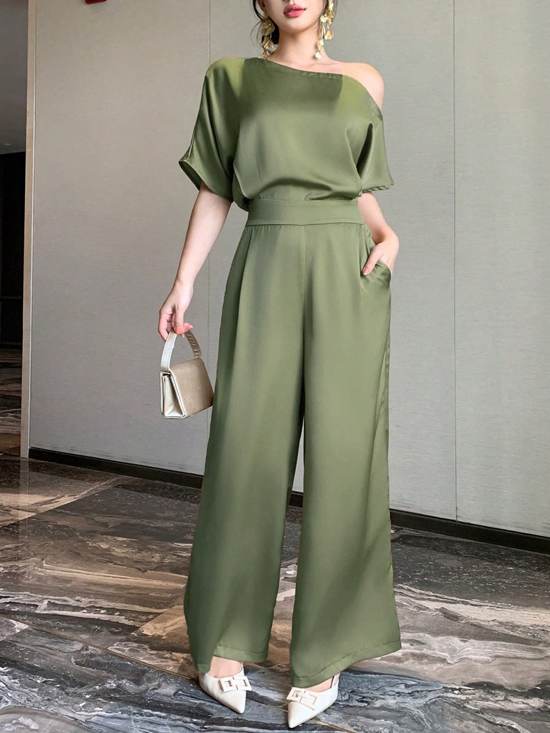 Dame One Shoulder Jumpsuit med vid ben og elegant snitt Skjora