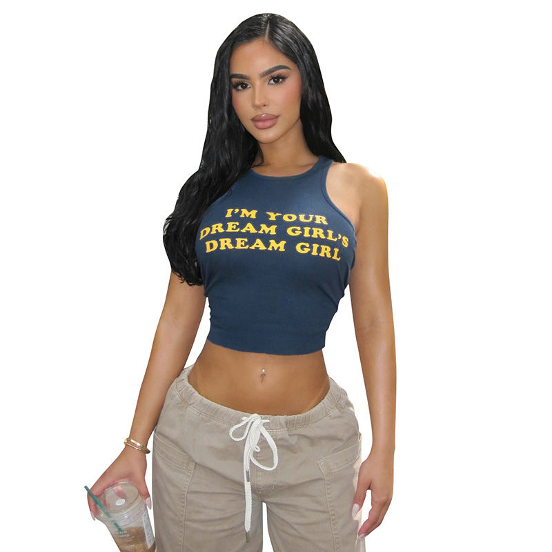 Dame Figurtilpasset Crop-Top med kreativt trykk Skjora