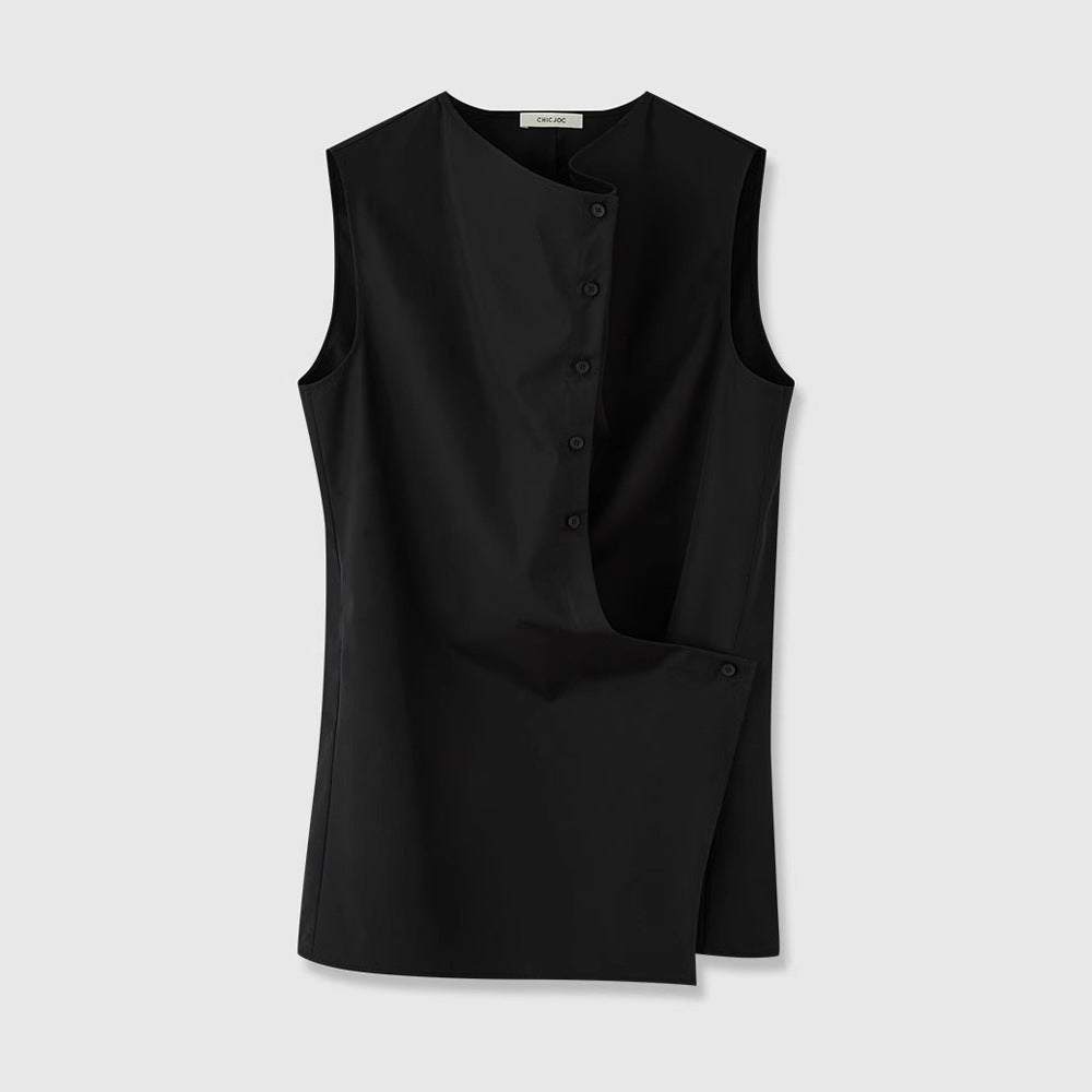 Dame Elegant ermeline skjorte med asymmetrisk snitt Skjora