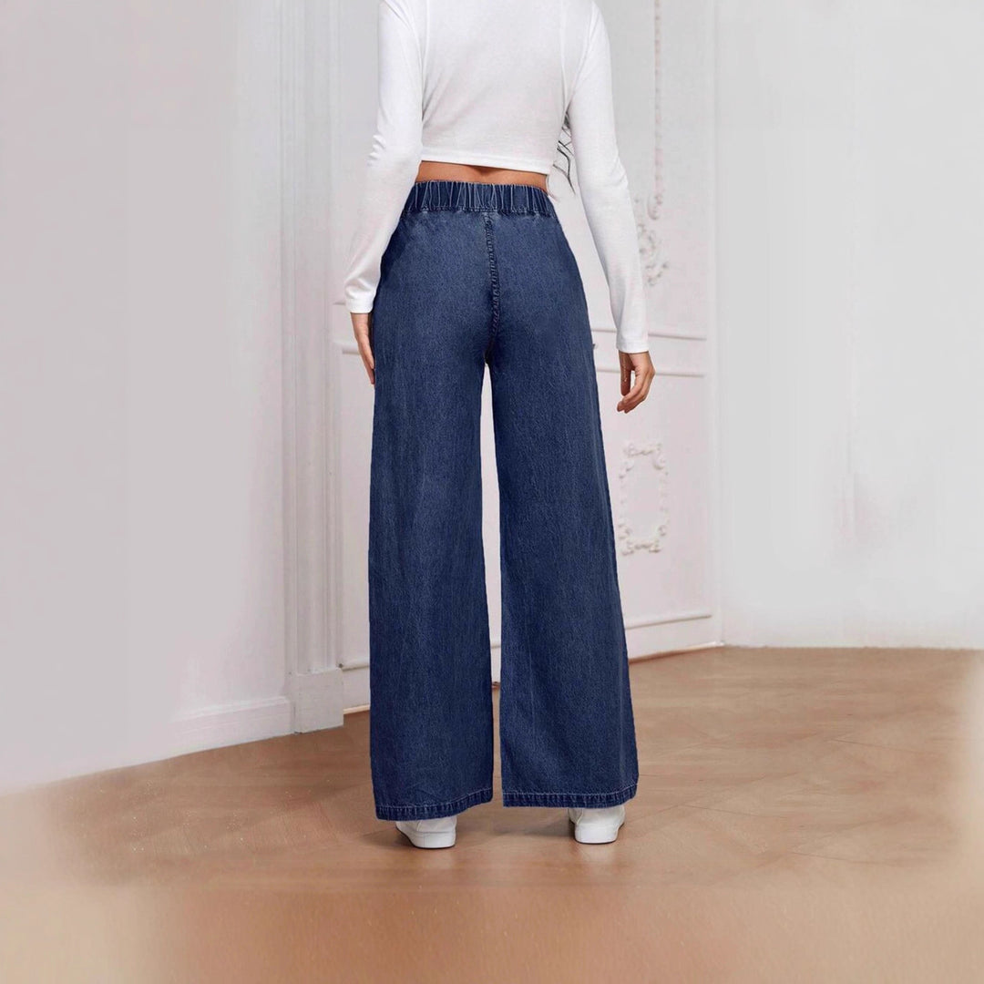 Damer vide høy midje jeans med elastisk liv og elegant snitt Skjora