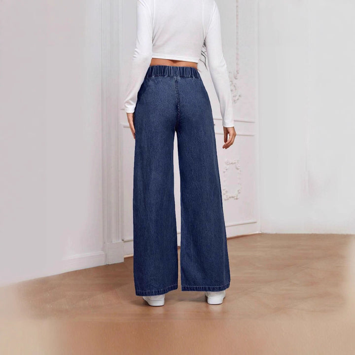 Damer vide høy midje jeans med elastisk liv og elegant snitt Skjora
