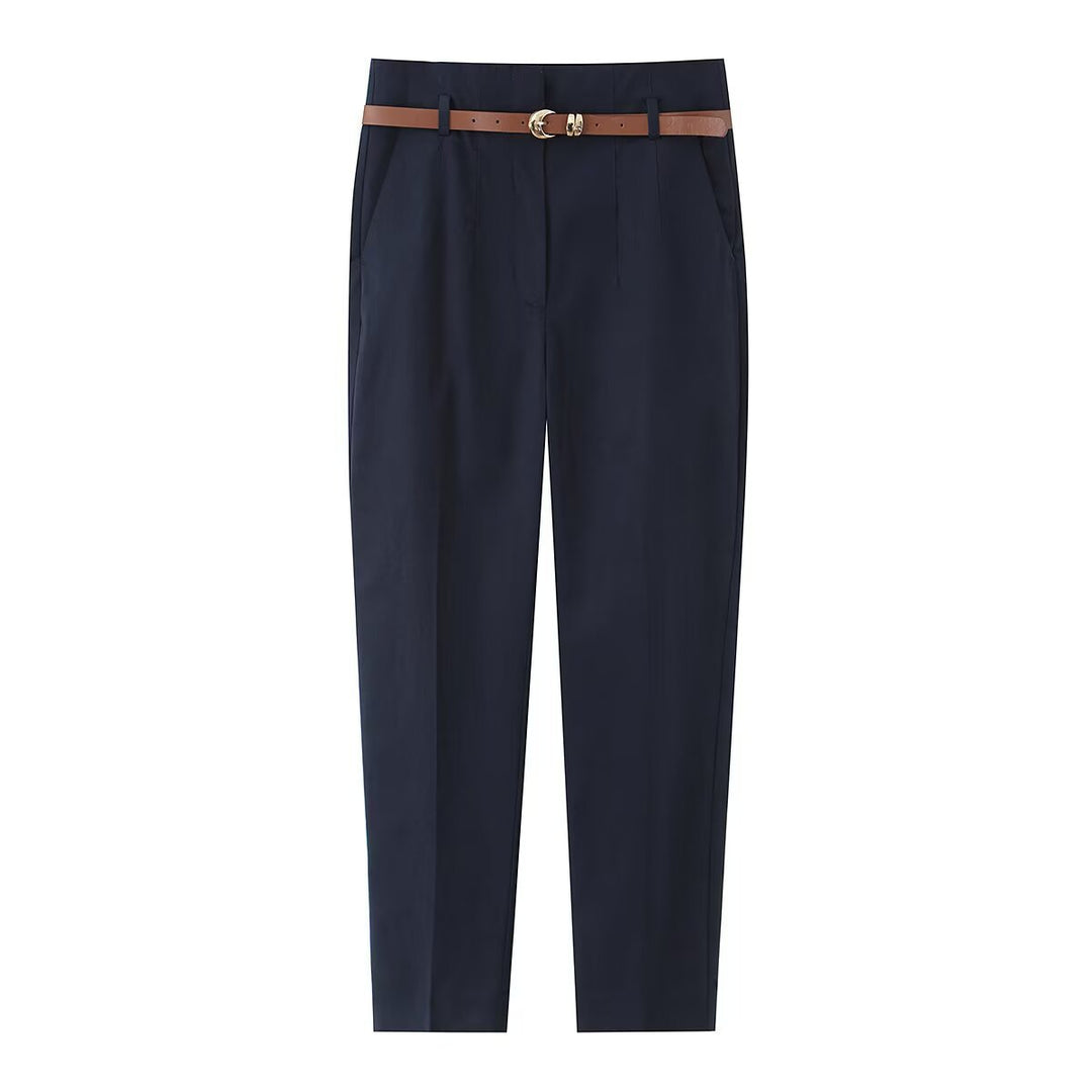 Damer elegant Chino bukser med praktiske lommer og moderiktig belte Skjora