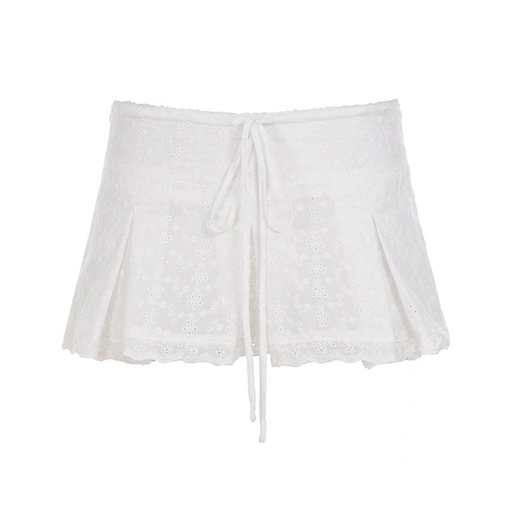 Charming Ladies Mini-skirt with Playful Embroidery and Ribbons Skjora