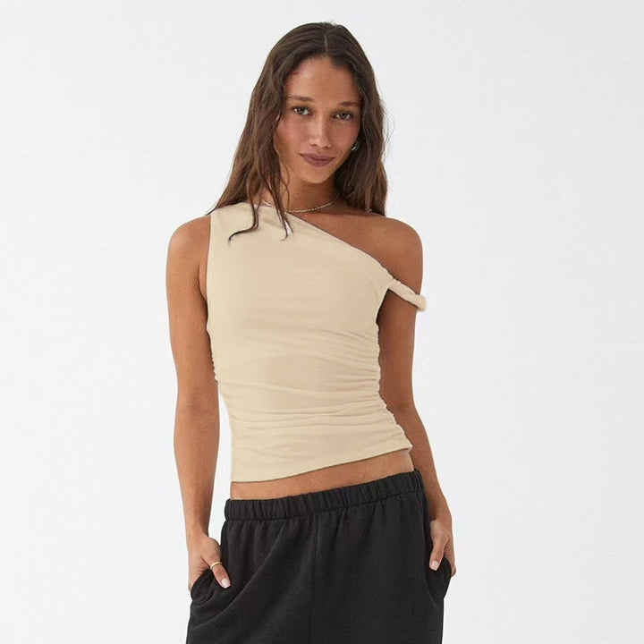 Dame En-sidig Rynkedes Top med elastisk Design Skjora