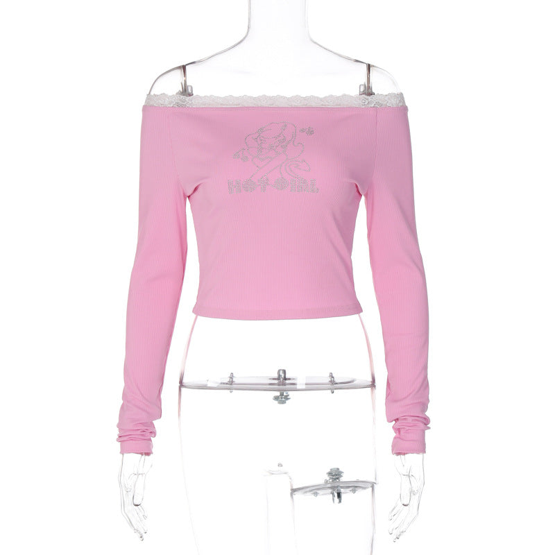 Women's top with off-shoulder design and romantic lace detail Skjora