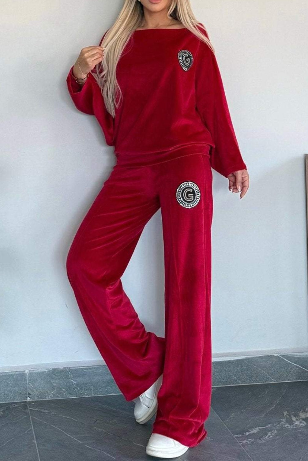 Dame Casual Velvet Loungewear Set med Myk Cut Skjora