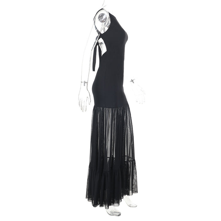 Damer Elegant Maxikjole med transparente innsatser og volangdetaljer Skjora