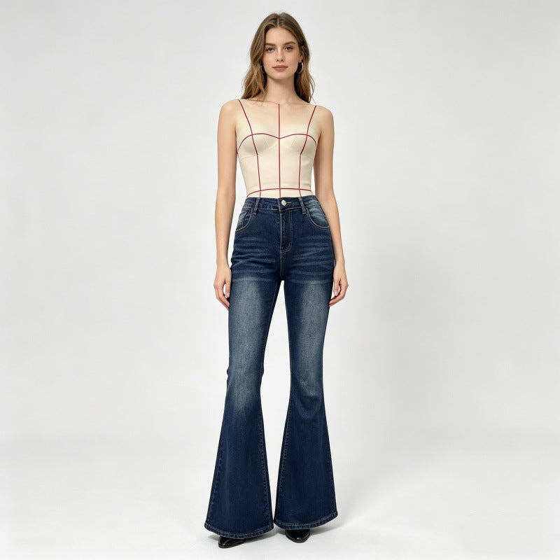 Dame Bootcut Jeans med dekorative broderier Skjora